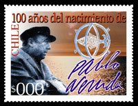 Sello Conmemorativo del Centeanario
de Pablo Neruda